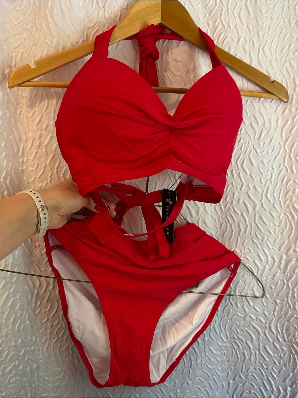 Bright Red Halter Bikini Set